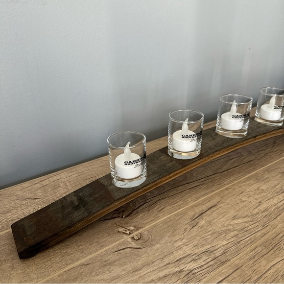 GARRISON BROTHERS Collectible Whiskey Barrel Shot Glass Candle table centerpiece - Picture 3 of 10